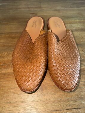 Seychelles Tan Woven Leather Slip-On Loafers